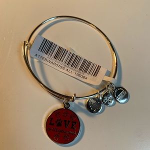 Alex & Ani love is all you need dog silver bangle bracelet nwt